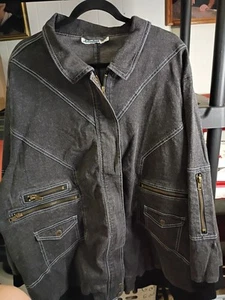Denim 25/7 Black Denim Zippered Jacket Size 28 Womens - Picture 1 of 16