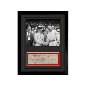 Walter Johnson Reproduction Signed Cancelled Check  Framed Display - Picture 1 of 5
