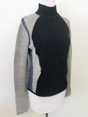 Suéter HELMUT LANG Super Suave Alpaca-Seda Negro y Gris Tejido Mixto Pequeño Foto 1 de 4