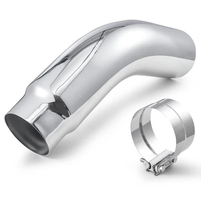 Uimoso 5" Inlet to 6" Outlet 23" Long Chrome Diesel Exhaust Turndown Elbow Tip Foto 1 de 4