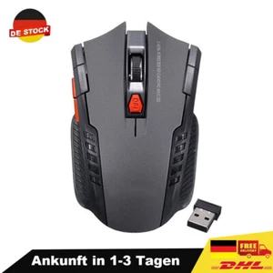 USB Funk Maus Gaming Kabellos Wireless Mouse Für PC Laptop Schwarz Rot - Bild 1 von 10
