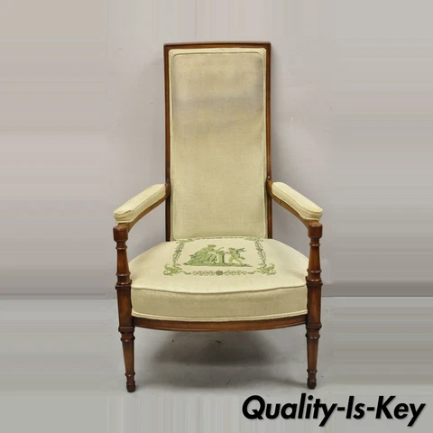 Vintage Italian Hollywood Tall Back Upholstered Lounge Arm Chair Cover