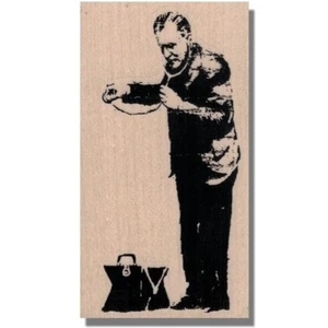 Mounted Rubber Stamp, BANKSY DOCTOR, Man,Art Stamp,Media,Collage,People,Well,Bag - Picture 1 of 3