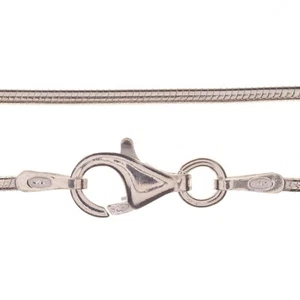 Collana catena argento sterling serpente arrotondato timbrato 925 - 1,2 mm - 18 pollici - Foto 1 di 13
