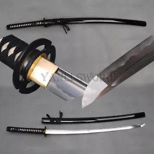 Genial Katana Samurai Negra Acero al Carbono Espada Japonesa Listo para Batalla Espiga Completa - Imagen 1 de 12