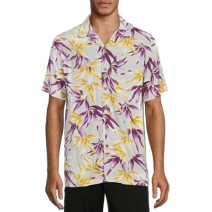 Hawaiihemd Blumenmuster Knopfleiste George Herren XL 46-48 grün lila gelb - Bild 1 von 7