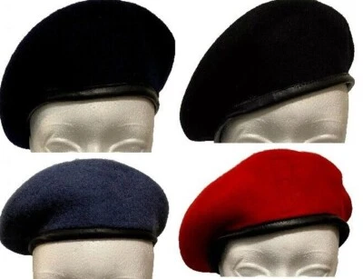 100% Wool Military Beret w/Cotton Liner, Reinforced Badge Support & Leather Trim - Image 1 of 2