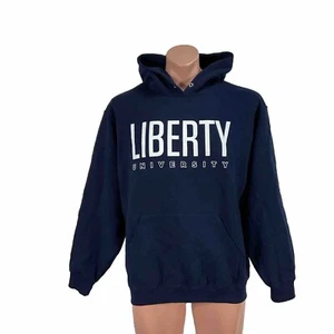 Felpa Liberty University Flames uomo blu con cappuccio basket LU tg L - Foto 1 di 8