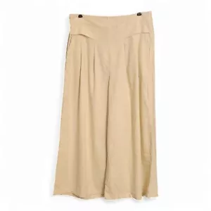 New Linen Blend Wide-Leg Culotte Pants – Cream Beige, Women's XL (Fits Like L) - Picture 1 of 6