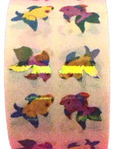 400 Gold-Fisch Aufkleber in Rolle mit 100 Modulen (2" x 2"), jeder Aufkleber 1", RMP4005 - Bild 1 von 6