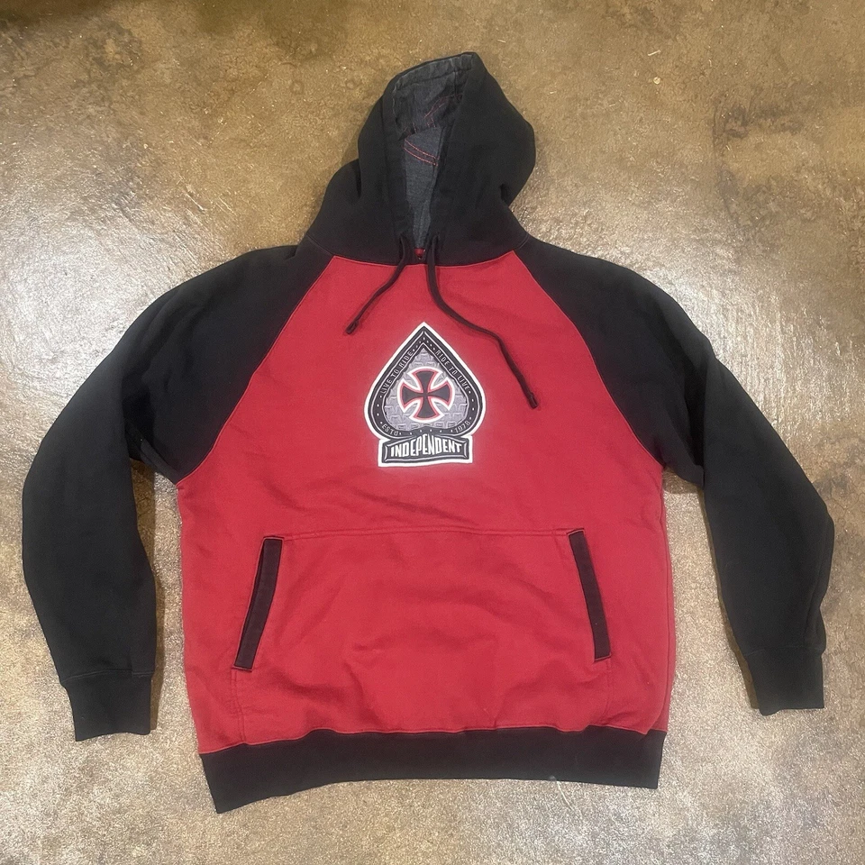 Vintage Independent Trucks Live To Ride Hoodie Skate Sweatshirt  Large Red/Black - Image 1 of 4