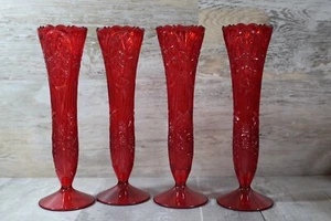 NoS Lot of 4-1990 VTG Hard Red Plastic Valentines Vase Decoration WEDDINGS! - Picture 1 of 6