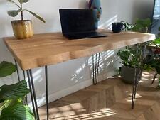 FORÊT Angled Live Edge Industrial Rustic Hairpin Leg Desk Table Handcrafted