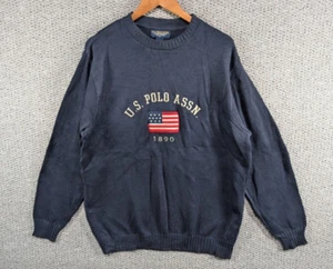U.S. POLO ASSN. Navy Blue Vintage Crewneck Big Logo Designer Jumper Sweater L - Picture 1 of 10