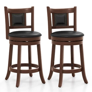 25.5" Swivel Bar Stool Set of 2 Counter Height Bar Stools Armless Chairs for Pub - Picture 1 of 9