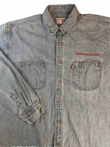 Vintage Levis Shirt Mens Size XL Metal Buttons Blue Jean Denim Red Tab See Tag - Picture 1 of 24