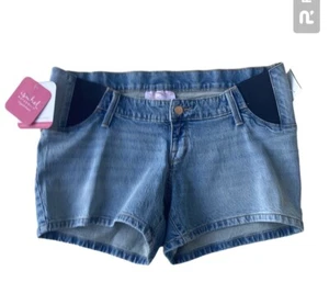 Pantaloncini jeans Isabel maternità blu denim 4" cuciture interne taglia 12/32 pannelli laterali nuovi con etichette - Foto 1 di 4