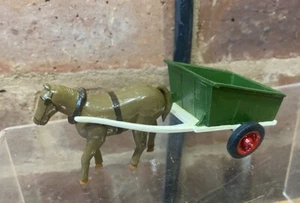 BRITAINS LEAD FARM No. 126F FARM CART RUBBER TYRES & HORSE 1950s - Picture 1 of 6