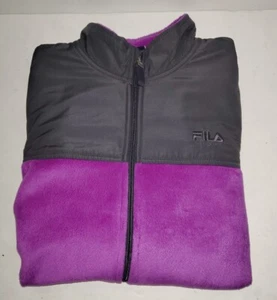 FILA Sport Women's Size L Magenta Dark Pink Gray Fleece Full Zip Jacket RN73277 - Picture 1 of 18