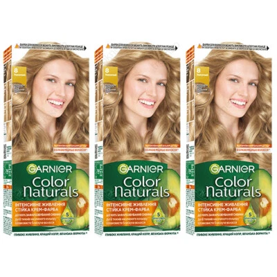 Cabello 3 piezas Garnier Color Naturals 8 color rubio claro Foto 1 de 3