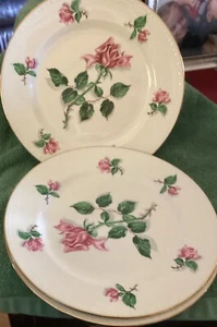 3 Vintage Homer Laughlin Eggshell Georgian Dinner Plates Rose Gold Trim - Picture 1 of 8