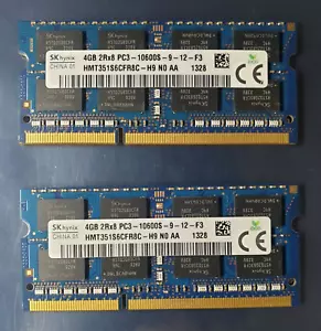 Hynix 8GB 2X4GB DDR3 2RX8 1333MHz PC3-10600S 204pin Laptop Memory RAM Apple 1328 - Picture 1 of 1