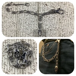 Memento mori vanitas pocket watch  chain and skull fob for jeans 5th pocket - Picture 1 of 5