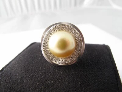 RING mit 0,40ct. BRILLANTEN & PERLE 585 / 14 KARAT GOLD Gr.60 - Bild 1 von 4