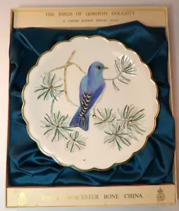 Royal Worcester Dorothy Doughty Ltd Ed Vogelteller & Box Mountain Bluebird & Kiefer - Bild 1 von 7