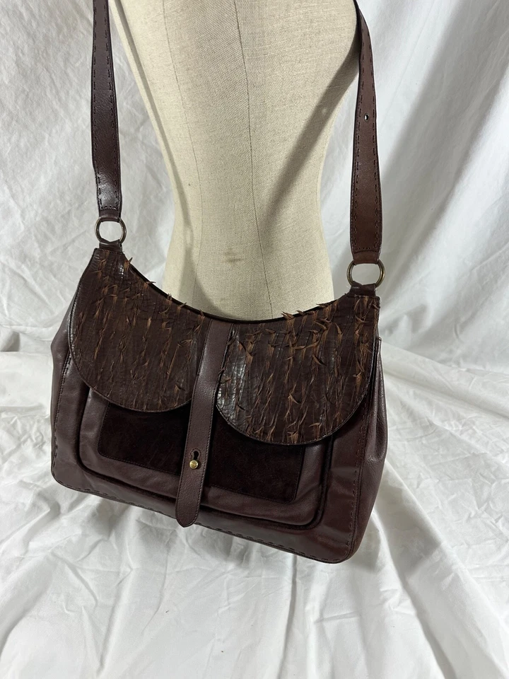 Genuine JANE AUGUST brown leather flap shoulder bag - Image 1 of 4