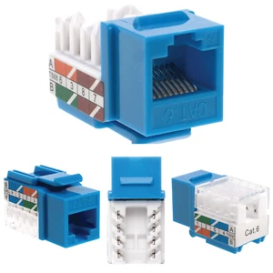 100 Stck. Cat6 Punchdown Keystone Jack blau 45 Grad Winkel Ethernet Netzwerk PACK - Bild 1 von 10