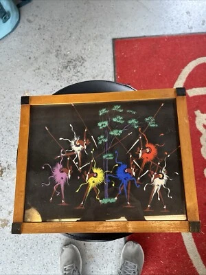 Pintura de arte popular africano vintage años 60 Foto 1 de 4