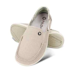 Gecko Man Women's 10.5 And 11 Arch Support Beige Canvas Slip-on Loafer Shoes - Picture 1 of 23