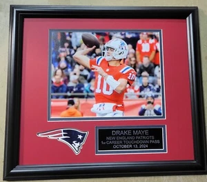 Framed Drake Maye New England Patriots 8x10" Photo , First Career TD - Picture 1 of 2