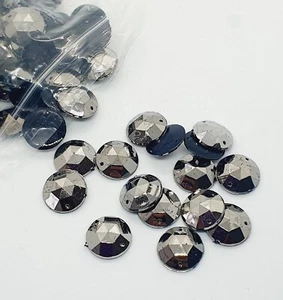 Silver hematite sew on stich on JEWEL 18mm GEM CRYSTAL RHINESTONE trim Bead - Picture 1 of 1