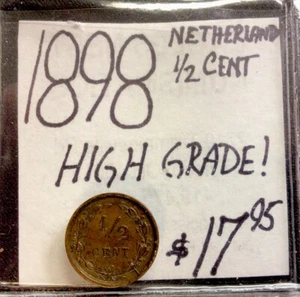 1898 Netherlands 1/2 Cent High Grade! ENN Coins - Picture 1 of 3