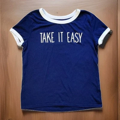 Justice девочек размер 10 синий кольцо коротким рукавом футболка принять его легко - Изображение 1 из 4