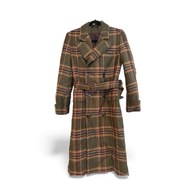 Gabardina Luciano Barbera Doble Pecho Cinturón Cuadros XS NUEVA CON ETIQUETAS Foto 1 de 4