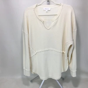 Rosa Rose Damen Thermo Mischstrick hellgelb rohe Kanten Gr. Large Langarm - Bild 1 von 15