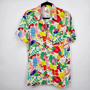Hello Kitty Button Down Shirt Tropical Print Neu mit Etikett Damen S Bunt - Bild 1 von 5