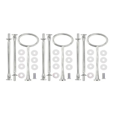 Juego de 3 piezas con soporte para cupcakes de 3 niveles accesorios de herrajes de metal mango platos de postre Foto 1 de 4