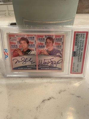 2009 TOPPS ROOKIE CARD PREMIERE  AUTO QUAD MATTHEW STAFFORD AUTOGRAPH RC PSA 8 - Image 1 of 2