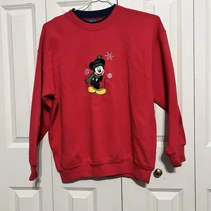 Disney Mickey Mouse In Winter Sweatshirt, Red, Size PL - Picture 1 of 4