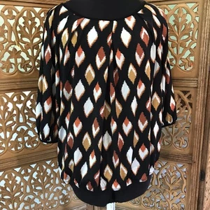 NY Collection Women's Size 2X Shirt Navy 3/4 Sleeve Elastic Bottom - Picture 1 of 5