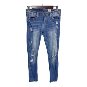 Pantalones de mezclilla azules ajustados desgastados tiro bajo Buckle Bridge by GLY talla 28 para mujer - Imagen 1 de 7