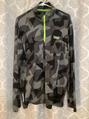 Мужской пуловер Polo Sport Ralph Lauren размер XL камуфляжный с термоотверстиями на молнии 1/4 эластичный - Изображение 1 из 4
