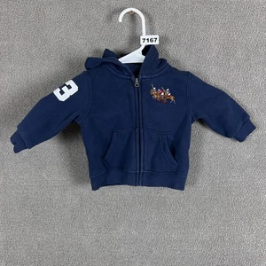 Ralph Lauren Hoodie Kleinkind 6M marineblau durchgehender Reißverschluss bestickt Polospieler 3 Ärmel - Bild 1 von 11