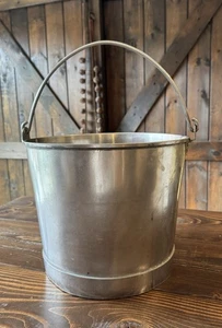Secchio secchio 5 galloni mungitura acciaio inox vintage secchio fioriera latte con manico - Foto 1 di 14