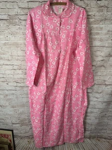 Vintage NWT! Sears Flannel Granny Nightgown Pajamas Modest Bright Pink Floral XL - Picture 1 of 8