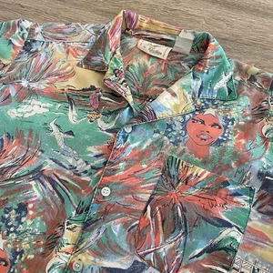 Vintage Repage Shirt Men's 80s Crazy Rave Short Sleeve Loop Cuban Collar - Picture 1 of 10